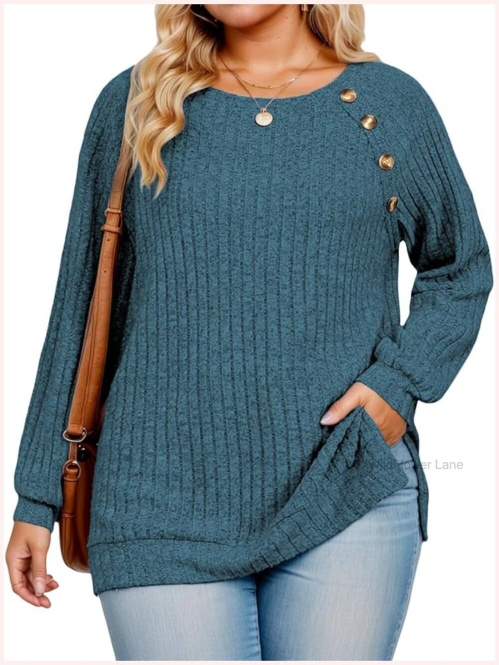 Plus Size Long Sleeve Tunic Blouse Button Front Casual Lightweight Sweater